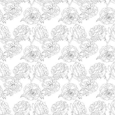 Modern roller blind with a drawn roses pattern
