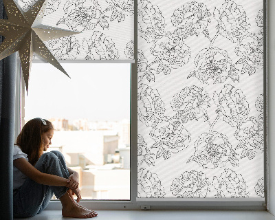 Modern roller blind Drawn roses