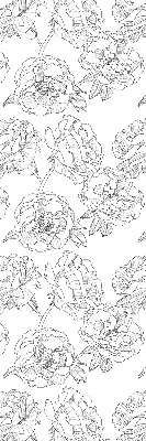 Modern roller blind with a drawn roses pattern