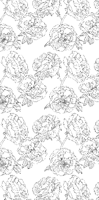Modern roller blind with a drawn roses pattern