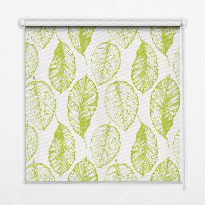 Roller blind for large window lime leaves pattern