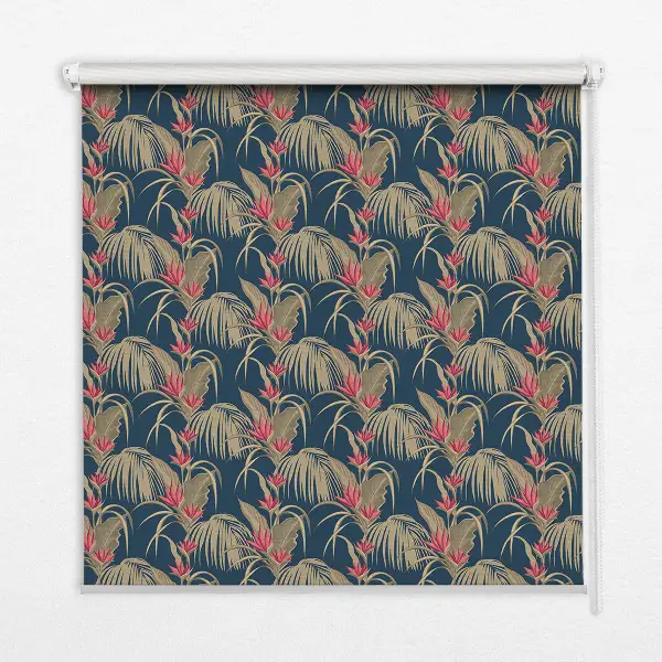 Roller blind for large window with interesting plant print