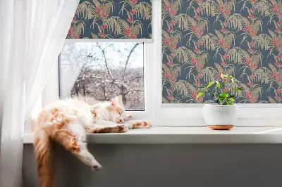 Roller blind for large window with interesting plant print