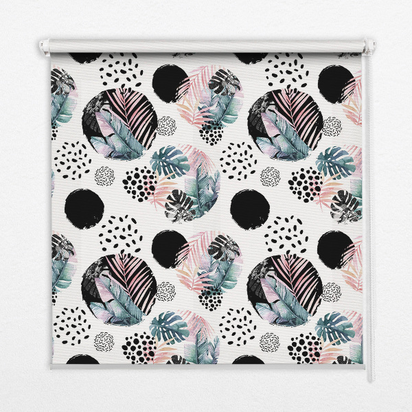 Fabric roller blind Circles and leaves