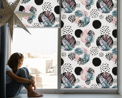 Fabric roller blind Circles and leaves