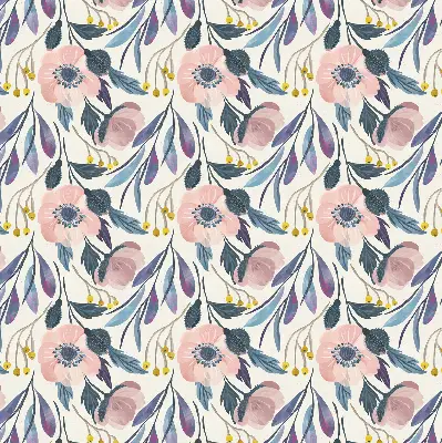 Roller blind with modern poppies print