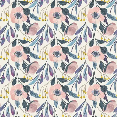 Roller blind with modern poppies print
