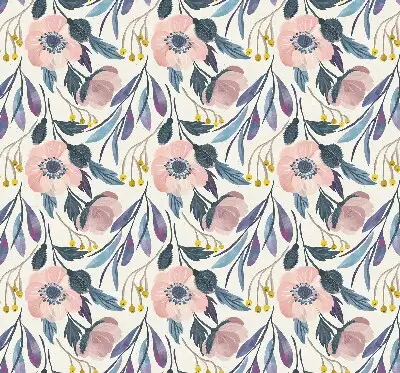 Roller blind with modern poppies print
