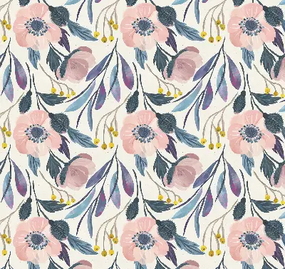 Roller blind with modern poppies print