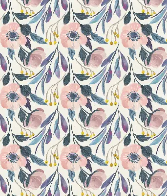 Roller blind with modern poppies print