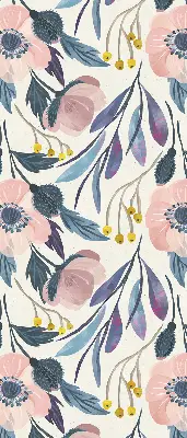 Roller blind with modern poppies print