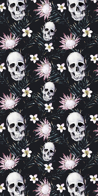 Fabric roller blind Skulls among flowers