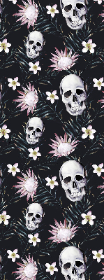 Fabric roller blind Skulls among flowers