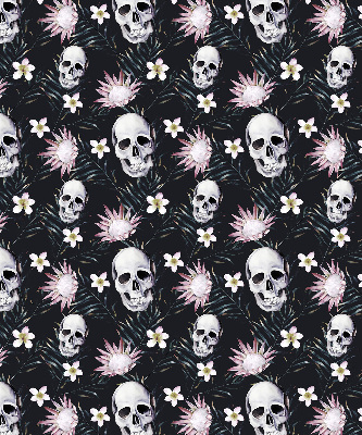 Fabric roller blind Skulls among flowers