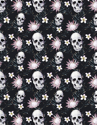 Fabric roller blind Skulls among flowers