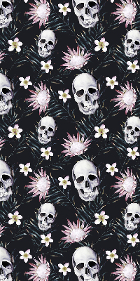 Fabric roller blind Skulls among flowers