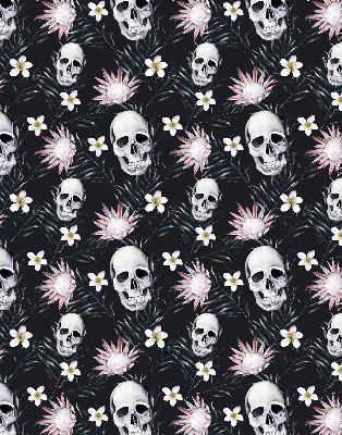 Fabric roller blind Skulls among flowers