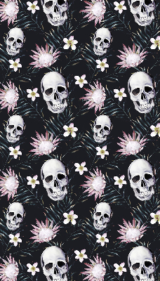 Fabric roller blind Skulls among flowers