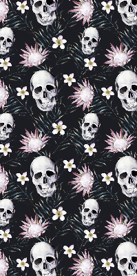 Fabric roller blind Skulls among flowers