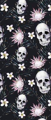 Fabric roller blind Skulls among flowers