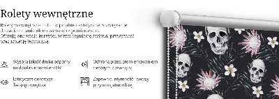 Fabric roller blind Skulls among flowers