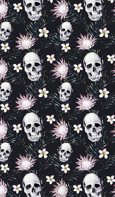 Fabric roller blind Skulls among flowers