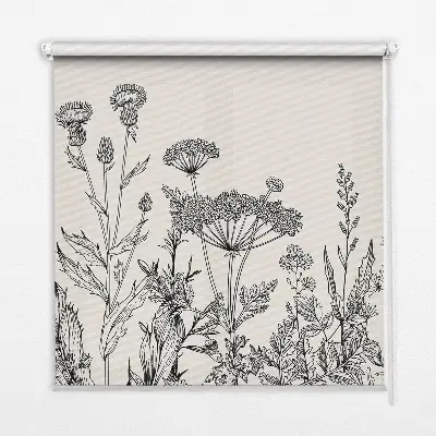 Fabric roller blind gray flowers pattern