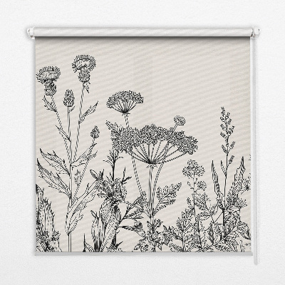 Fabric roller blind Gray flowers