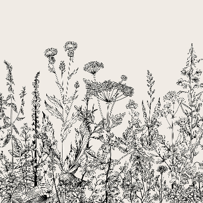 Fabric roller blind gray flowers pattern