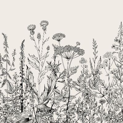 Fabric roller blind Gray flowers