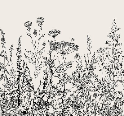Fabric roller blind Gray flowers