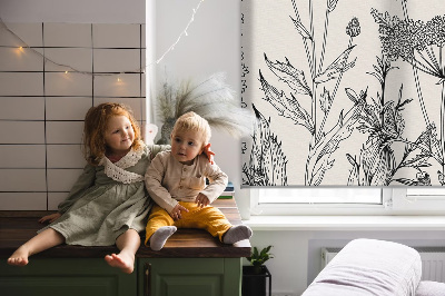 Fabric roller blind Gray flowers