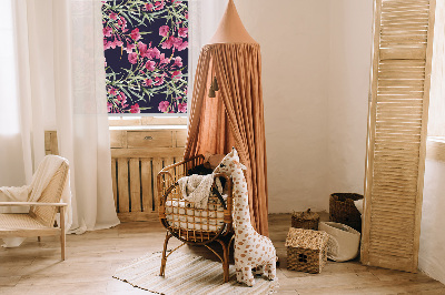 Modern roller blind with an exotic flower print
