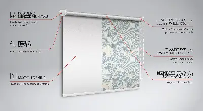Roller blind for large window water waves print