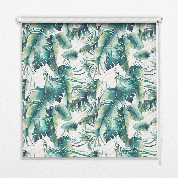 Fabric roller blind leaves pattern