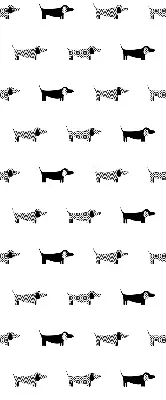 Roller blind for large windows with drawn dogs pattern