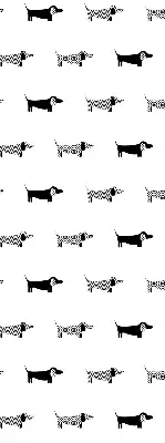 Roller blind for large windows with drawn dogs pattern