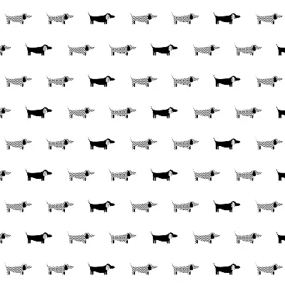 Roller blind for large windows with drawn dogs pattern