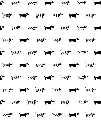 Roller blind for large windows with drawn dogs pattern