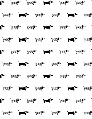 Roller blind for large windows with drawn dogs pattern