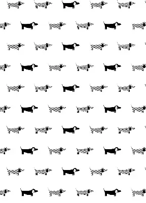 Roller blind for large windows with drawn dogs pattern