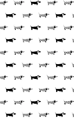 Roller blind for large windows with drawn dogs pattern