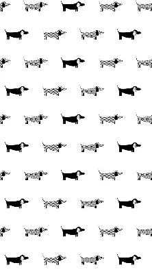 Roller blind for large windows with drawn dogs pattern