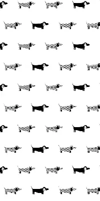 Roller blind for large windows with drawn dogs pattern