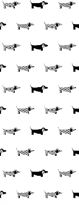 Roller blind for large windows with drawn dogs pattern