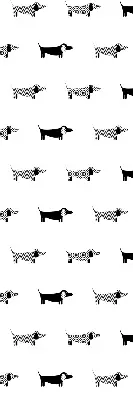 Roller blind for large windows with drawn dogs pattern