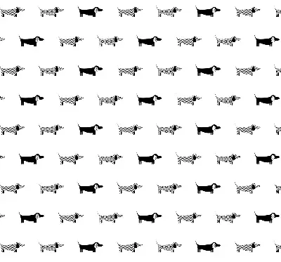 Roller blind for large windows with drawn dogs pattern