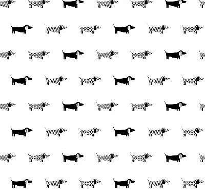 Roller blind for large windows with drawn dogs pattern