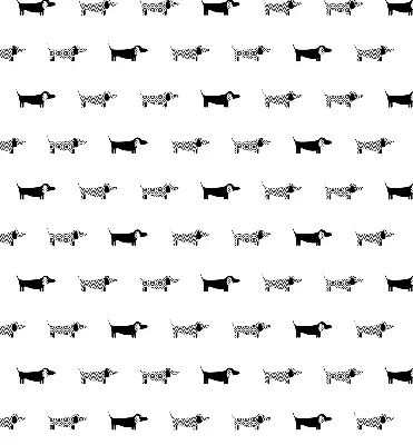 Roller blind for large windows with drawn dogs pattern
