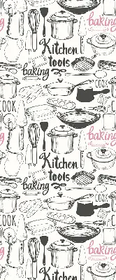 Fabric roller blind culinary utensils print pattern